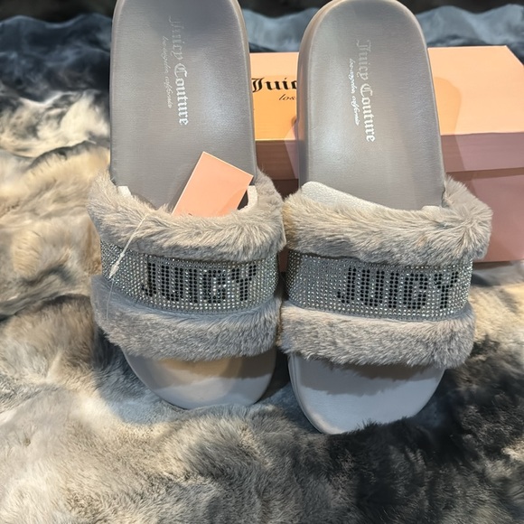 NWT Juicy Couture Steady Size 10 Grey Slides In Box - Picture 6 of 8